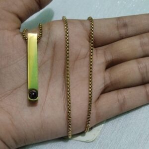 গোল্ড প্লেটেড বার পেনড্যান্ট চেইন – ইউনিসেক্স ফ্যাশন জুয়েলারি