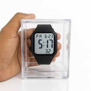 মিনিমালিস্ট ডিজিটাল রিস্টওয়াচ বড় ডিসপ্লে সহ – কালো