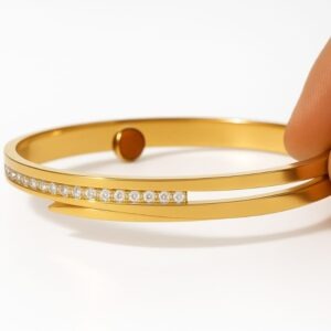 স্টাইলিশ কিউবিক জিরকোনিয়া সেটিং গোল্ড ব্রেসলেট