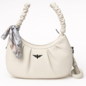 এলিগ্যান্ট রুচড হ্যান্ডেল লেডিস শোল্ডার ব্যাগ স্কার্ফ সহ