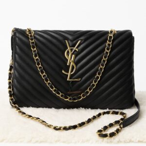 অরিজিনাল সেন্ট লরেন্ট (YSL) ব্ল্যাক লেদার ক্রসবডি ব্যাগ 