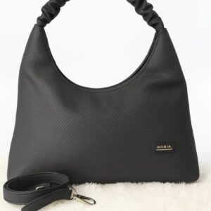 বনিয়া টেক্সচার্ড ব্ল্যাক হোবো শোল্ডার ব্যাগ